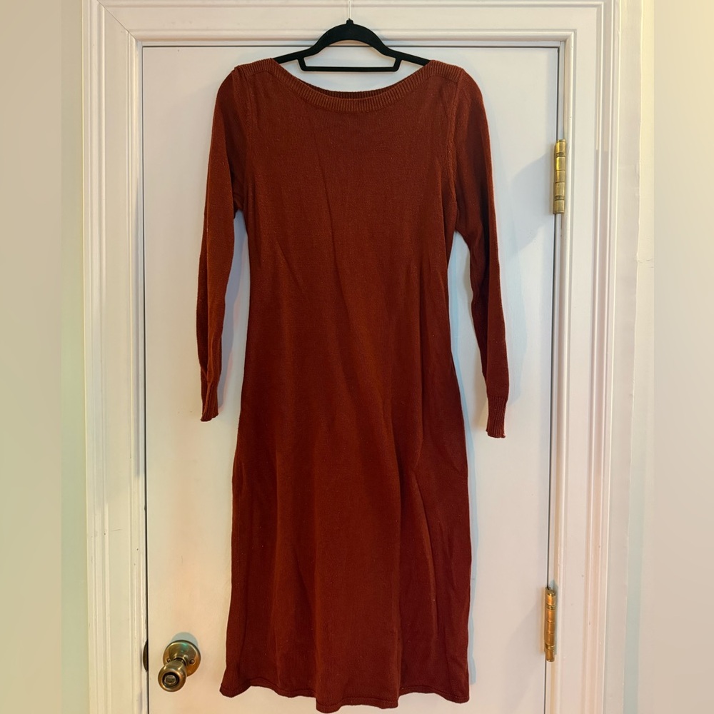 Long Sleeve Rust Midi Dress